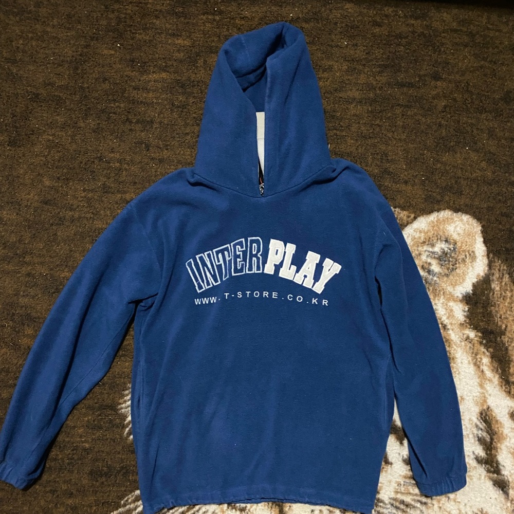 InterPlay pull-over hooded fleece sweater